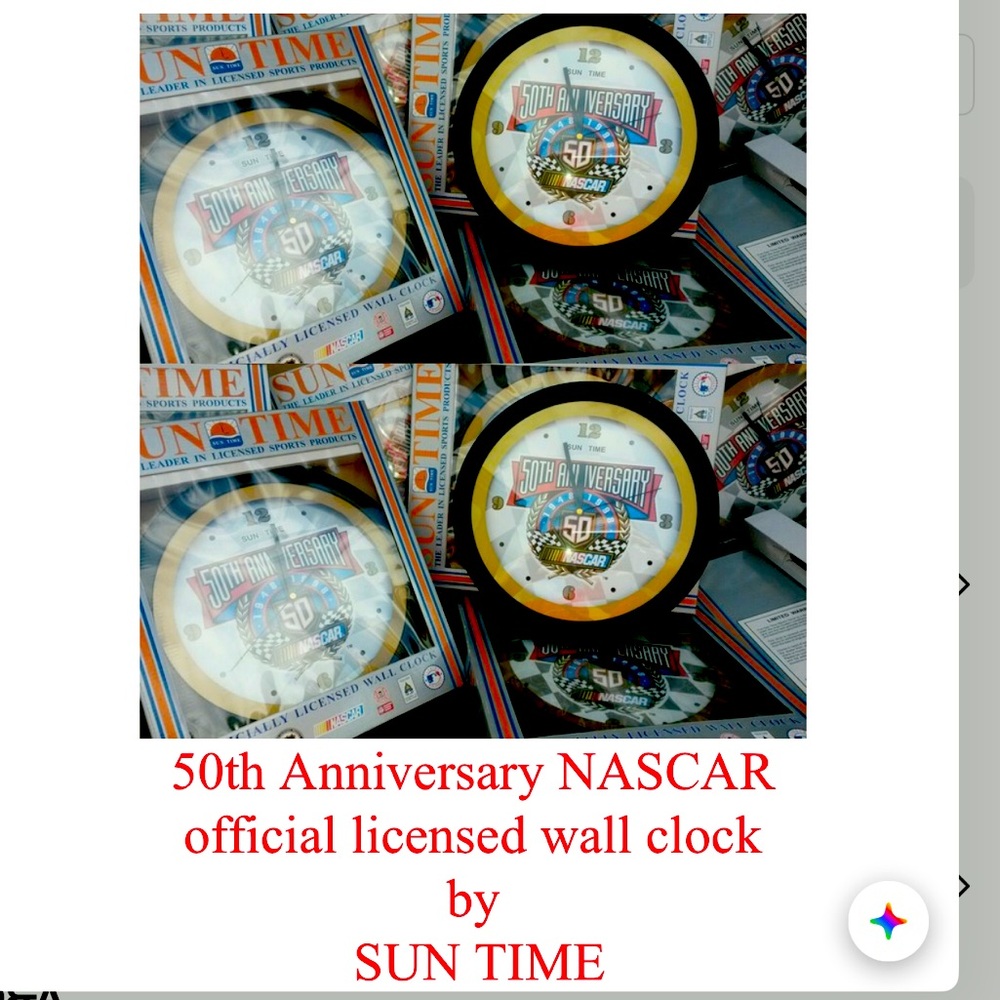NASCAR 50TH ANNIVERSARY WALL CLOCK OFFICIALLY LICENSED by SUNTIME for NASCAR NEW